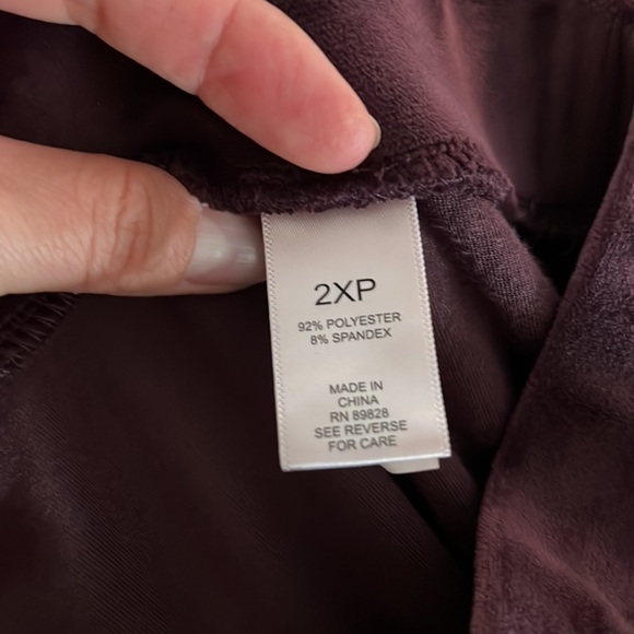 LOGO by Lori Goldstein Plumb Velour Pull-on Elastic Waist Jogger Pants 2X Petite - Picture 8 of 9